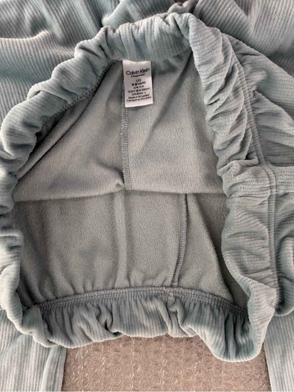 Calvin Klein Pale Blue Velour Lounge Pants L - Picture 6 of 6